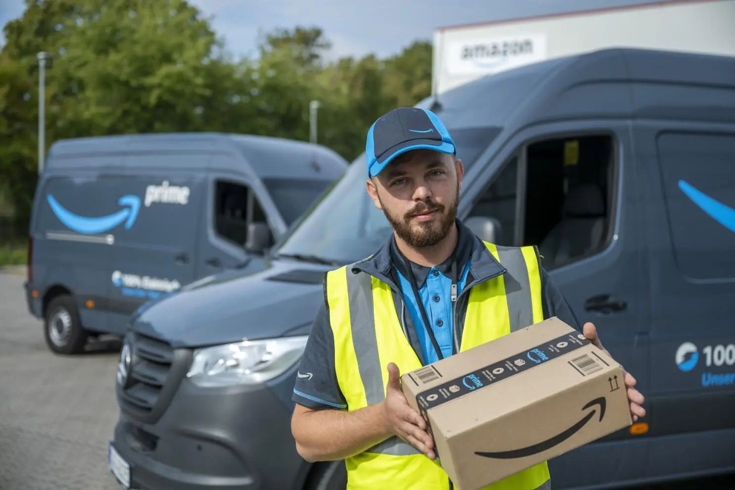 Amazon driver with package